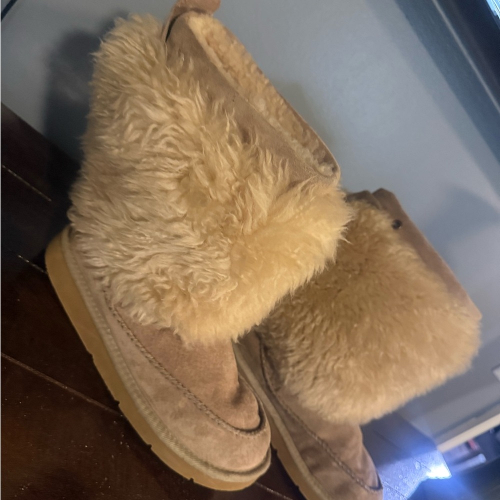 UGG Tan and Cream faux fur Winter Boots